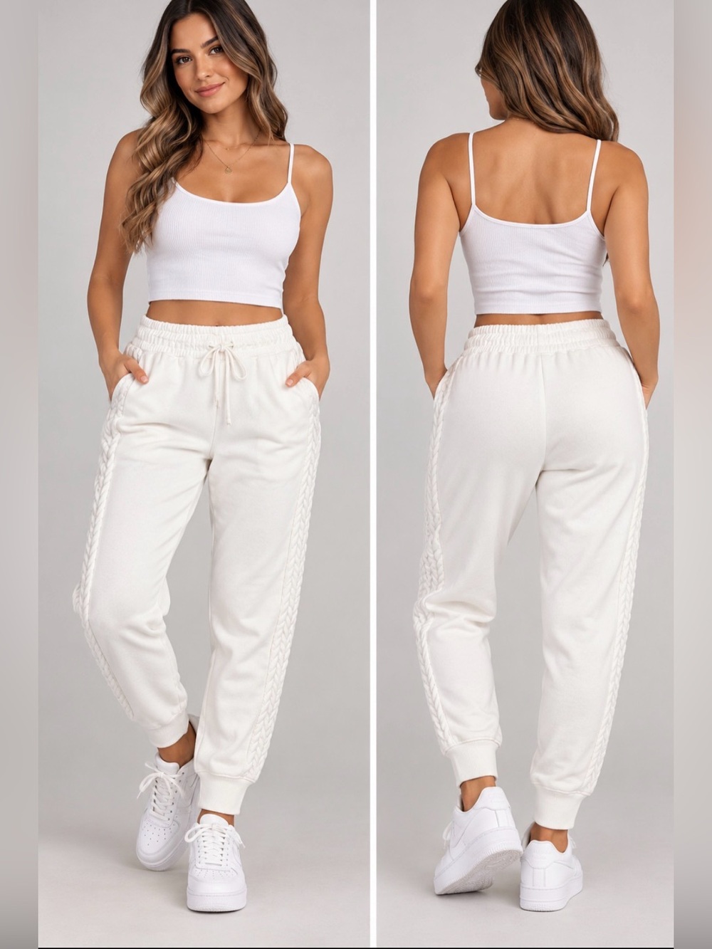 Charter Club Cream Knit-Trim Joggers